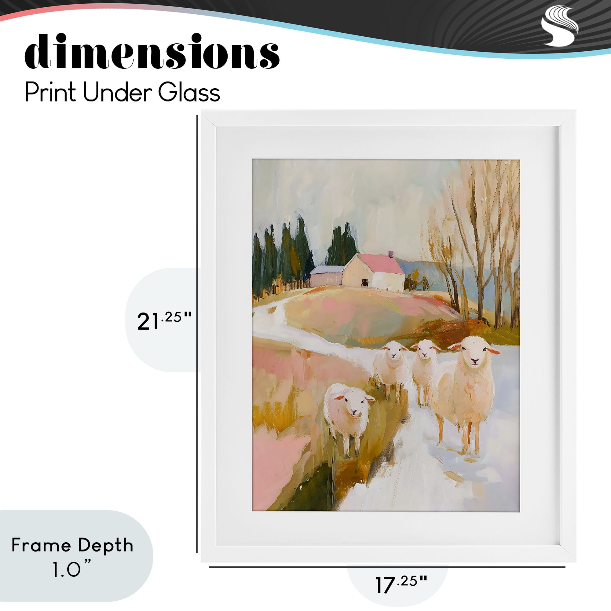 Stupell Industries Sheep on the Roadside Pasture White Framed Print Under Glass, design by The Prints Vibe