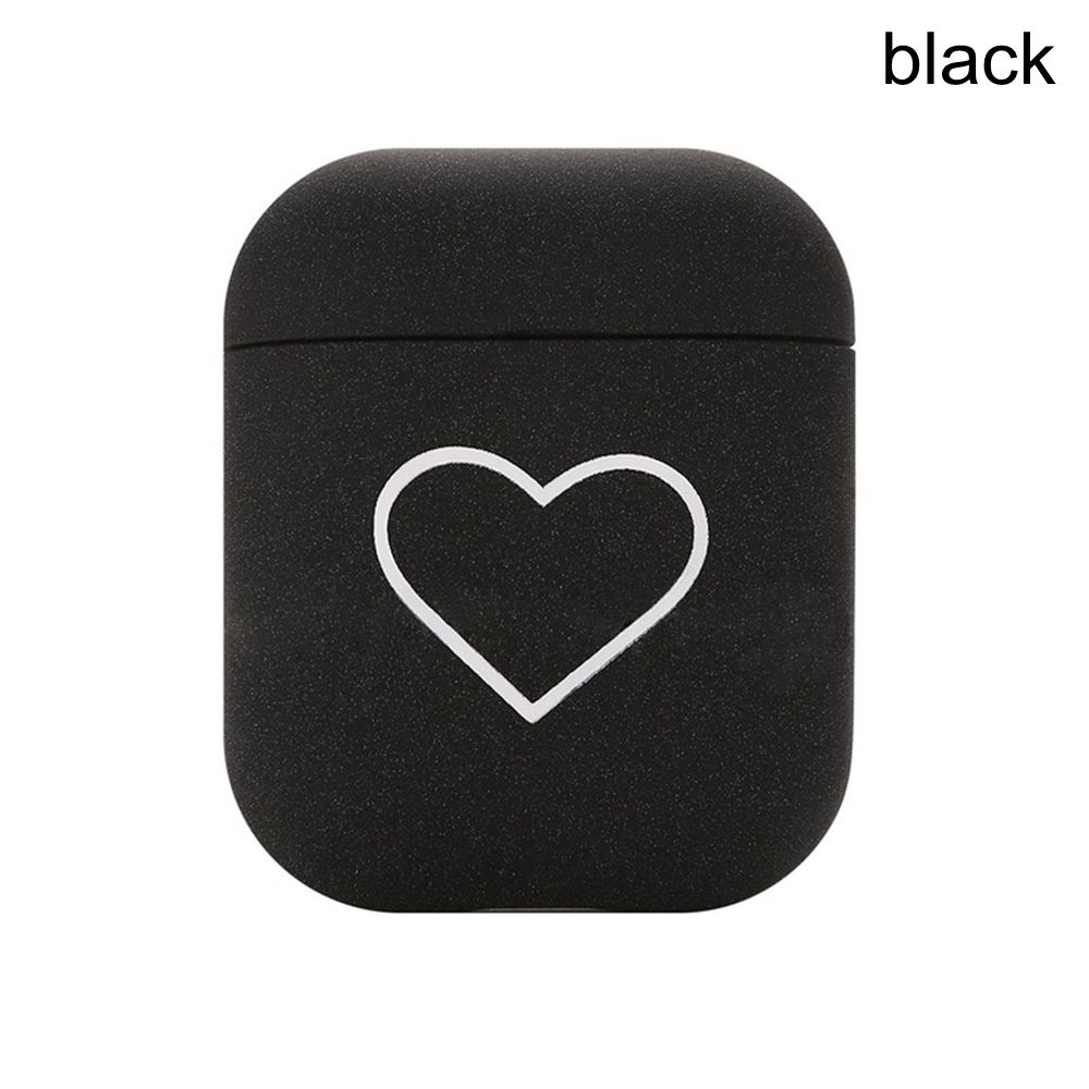 1pc Black Soft Protective Airpods Case With Colored Heart Pattern