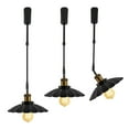 thumbnail image 1 of FSLiving Adjustable Height Track Pendnat Light H-Type Industrial Retractable Track Spotlight with Telescoping Rod Gimbaled Lamp-Post Halo Track Instant On Bouffant Cover Lamp, Black - 3 Lights, 1 of 7