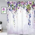 thumbnail image 4 of JOOCAR Purple Floral Lavender Flower Shower Curtain Polyester with Hooks Waterproof Washable 72x72 inch, 4 of 7