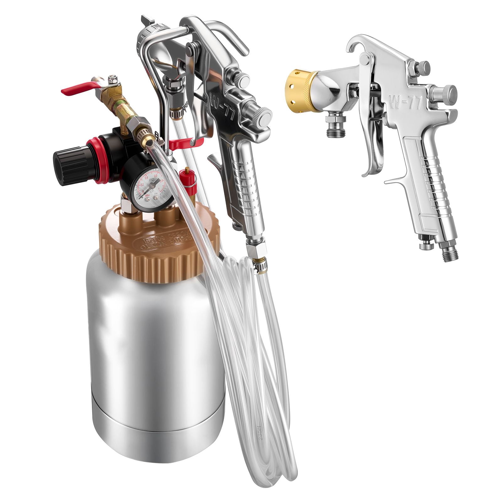 Spray Paint Pressure Pot 0.5 Gal with 1.8mm & 3.0mm Spray Guns, 2 x 9.8FT Hoses, 45 PSI Max, for Furniture Car Fence Painting