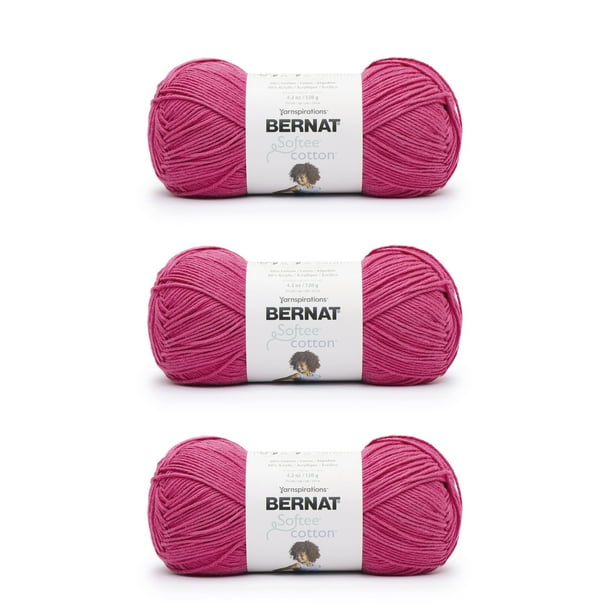 Bernat® Softee® Cotton™ 3 Light Cotton Blend Yarn, Fuchsia 4.2oz/120g