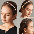 thumbnail image 5 of 6 Pack Ribbon Wrapped Metal Headbands with Teeth Comb Hair Hoop Hairband for Women Girls, 5 of 5