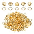 thumbnail image 1 of Uxcell 100Set Ojales de 4mm 1/6 Pulgada Kit de Ojales de Latón con Arandelas para Tela, Cortinas, Lonas, Cinturones de Cuero, Zapatos, Bolsas DIY, Dorado, 1 of 7