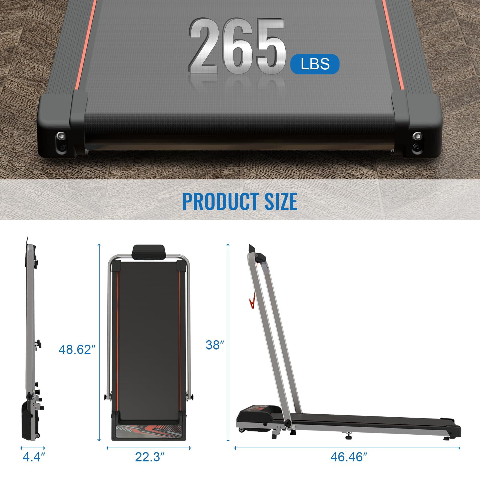 Chiccushion Walking Pad Treadmill with Incline,Walking Pad 300 lb Capacity with Handle Bar, Foldable Under Desk Treadmills for Home Small Office