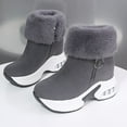 thumbnail image 6 of Fashion Women's Casual Shoes Breathable Slip-on Wedges Thermal Boots Lace up Boots for Women with Rubber Heel Tan Boots for Women Womens Suede Boots Low Heel Wide Boots for Women plus Size R, 6 of 8