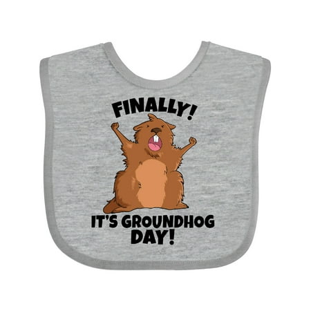 

Inktastic Finally It s Groundhog Day Boys or Girls Baby Bib