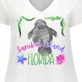 thumbnail image 4 of Inktastic Sanibel Island Florida Cute Swimming Manatee Women's Plus Size V-Neck T-Shirt, 4 of 5