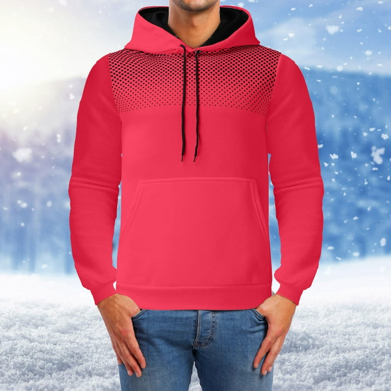 LEEy-world Hoodies For Men Full Zip Men's Zip Up Hoodie Heavyweight Lined  Jacket Wool Warm Thick Winter Coat Sweatshirt Red,XXL 