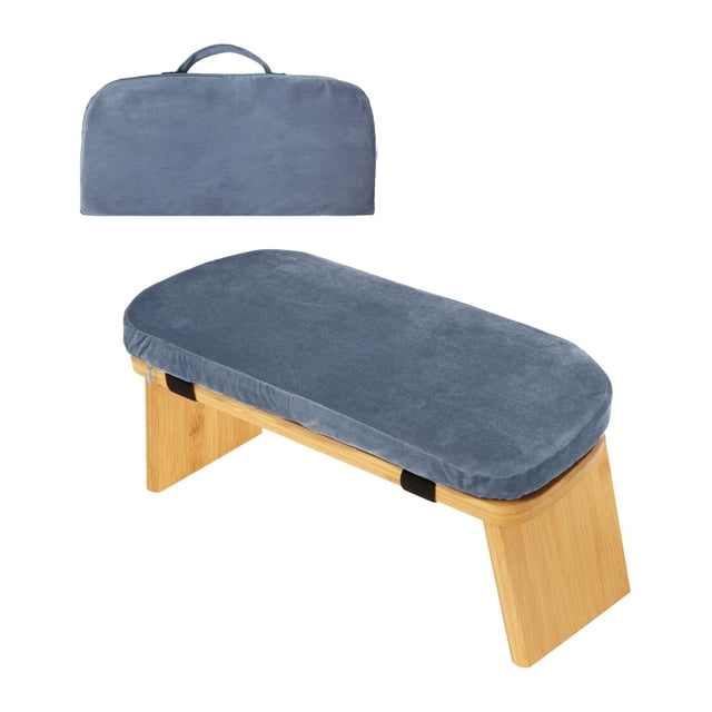 Lipstore Meditation Bench Home for Extended Practice Low Seat Comfortable for Kneeling or Light Blue
