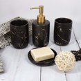 thumbnail image 4 of Juego de 4 accesorios de baño de cerámica con dispensador de jabón, vasos y jabonera (negro), 4 of 5