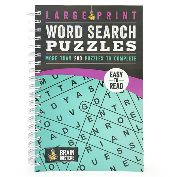 Brain Busters Large Print Word Search Puzzles Teal: More Than 200 Puzzles to Complete, (Spiral-Bound)