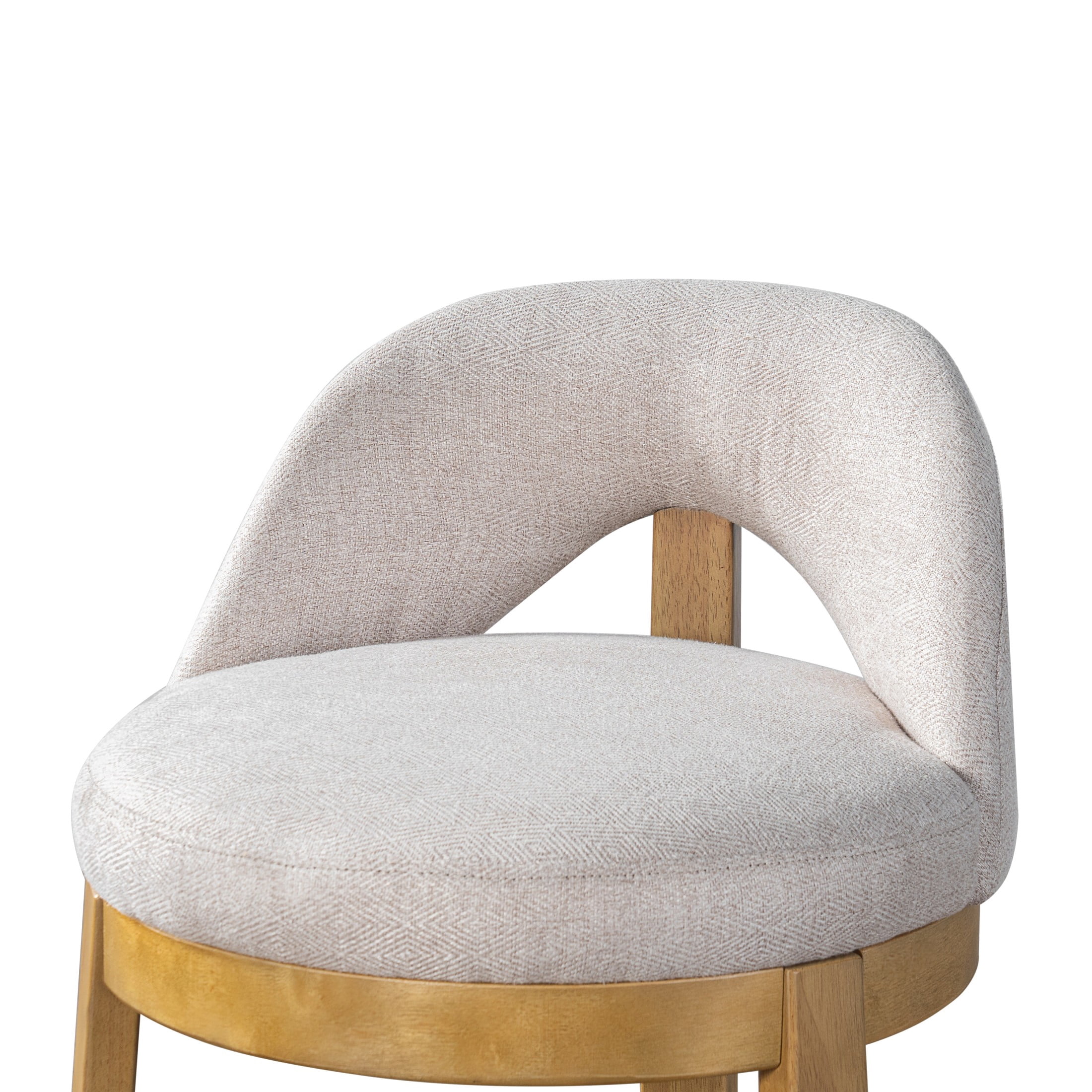 Christopher Knight Home Modern Upholstered Counter Stools with Curved Back, Wood Frame, Natural+Beige, Set of 4