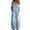 Light Blue, variant on Womens Denim Jumpsuits with Pockets Off the Shoulder Long Sleeve Squared Neck Wide Leg Loose Jean Jumpsuits with Suspenders White