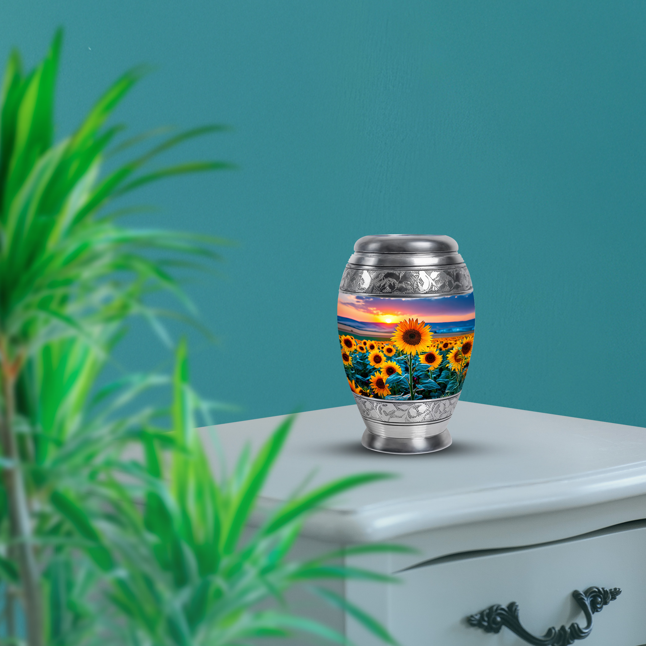 SABURIAL Sunflower Urn - Mini Burial Urns For Human Ashes Adult Man - Keepsake Funeral Urns - 3 Inch Set Of 2 - Little Decorative Urn For Female