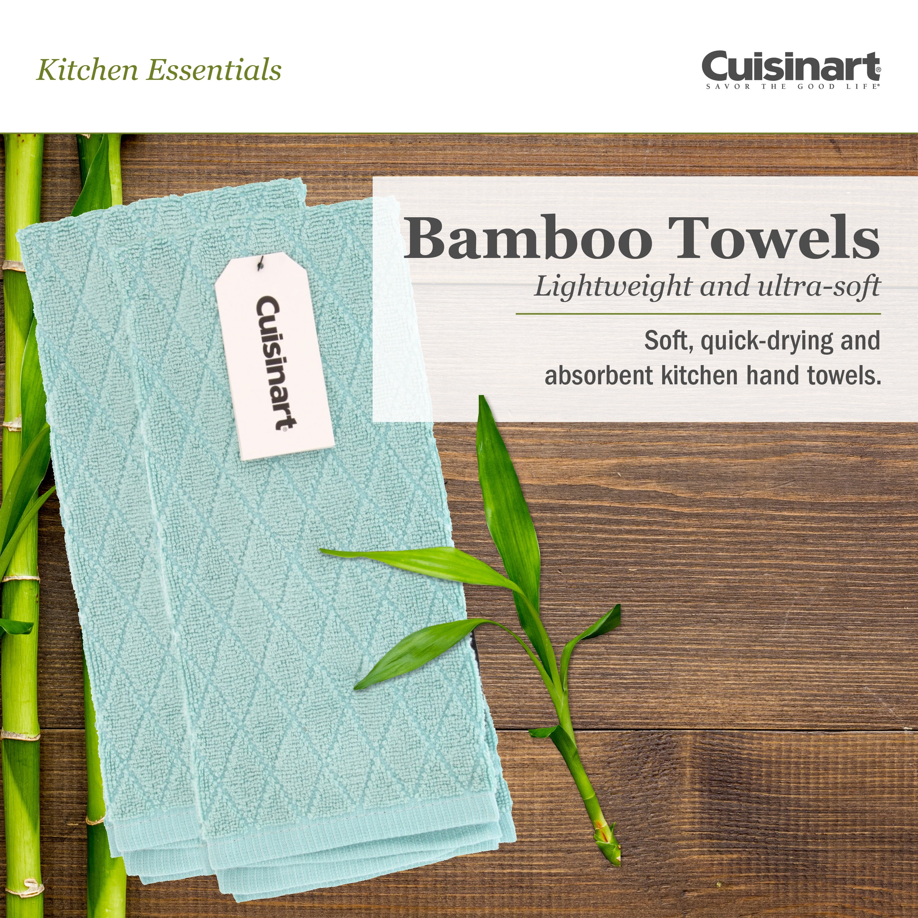 Cuisinart 100% Cotton Kitchen Hand Towels, 2pk - Soft and Absorbent Kitchen Towels Perfect for Drying Dishes and Hands-Hygienic Bleachable Kitchen