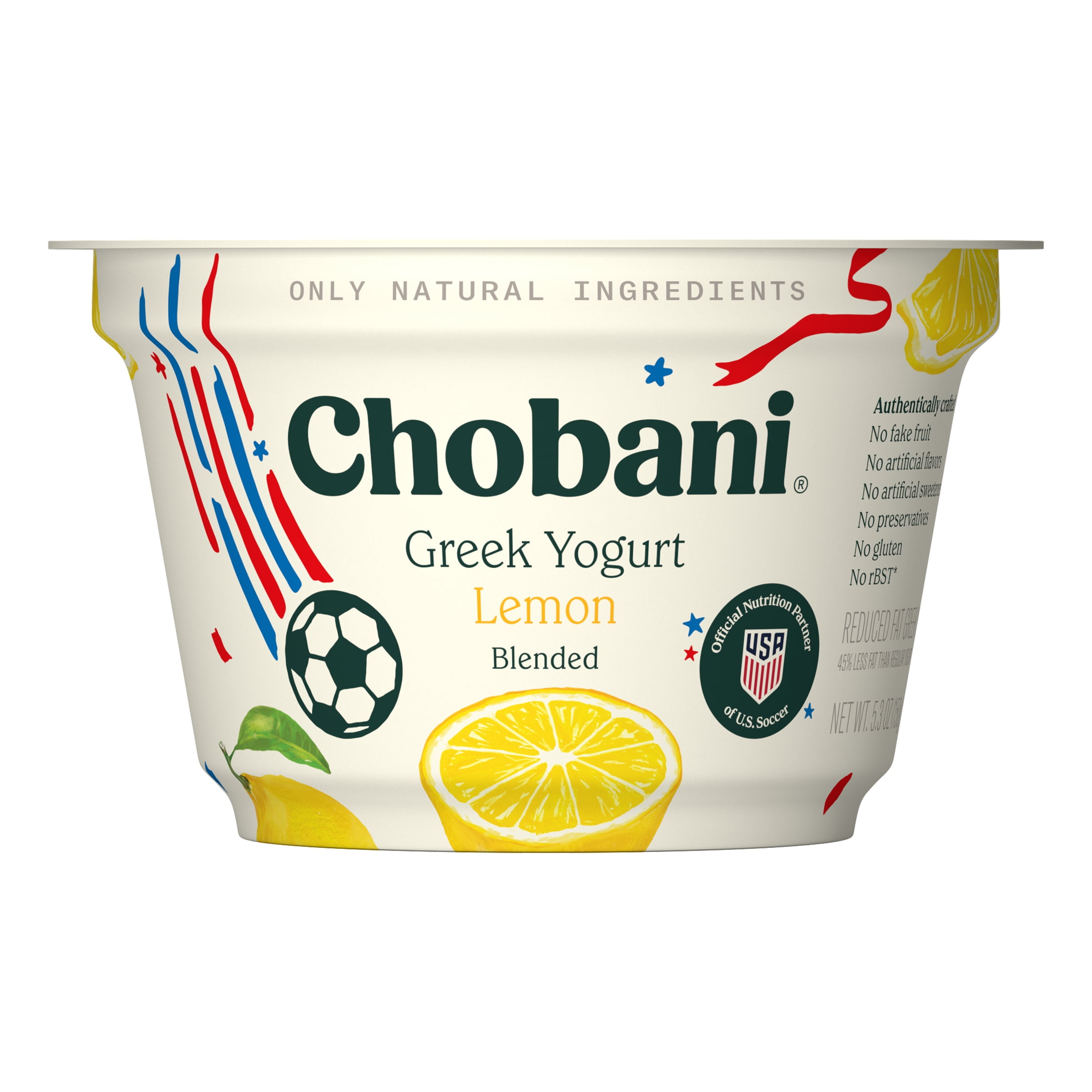 Chobani Low-Fat Greek Yogurt Lemon Blended 5.3 oz Cup