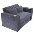 thumbnail image 5 of Dark Gray Corduroy Upholstered 2-Seat Sleeper Sofa Couch with Cup Holders &amp; USB Ports - Convertible Pull-Out Bed, Modern Living Room Furniture, 59" W x 34" D x 33" H, 5 of 8