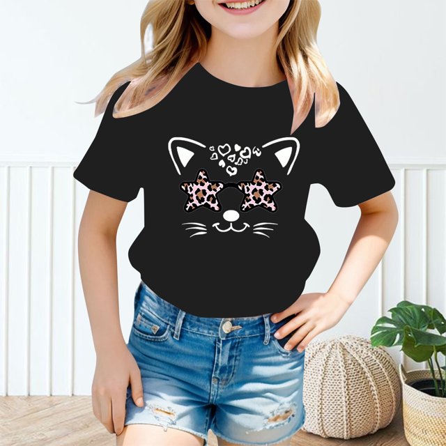 iTNHFP Vêtements pour Filles, T-Shirt Graphique Mignon à Col Rond et Manches Courtes, Été Décontracté 2137