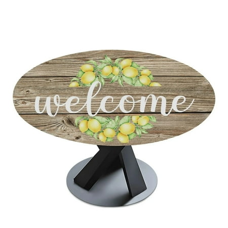 

Lemon Summer Round Fitted Tablecloth Waterproof Table Cover Elastic Edge Design Table Cloth Protector for Indoor and Outdoor 40 -44