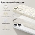 thumbnail image 2 of DUEDUE White Leopard Liquid Silicone Case for iPhone 14, Slim Fit Protective Phone Cover with Camera Protection & Integrated Buttons, Shockproof Soft Touch Skin, Stylish Animal Print for Women, 2 of 8