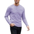 thumbnail image 2 of Timegard Long Sleeve Shirts for Men Fall Casual Breathable Button V Neck Shirts with Pocket Golf Work Solid Color Tee(Purple,M), 2 of 7