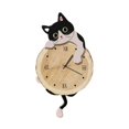 thumbnail image 1 of Reloj de pared con diseño de gato, decorativo, bonito adorno de pared, silencioso, para dormitorio infantil. Blanco y negro, 1 of 9