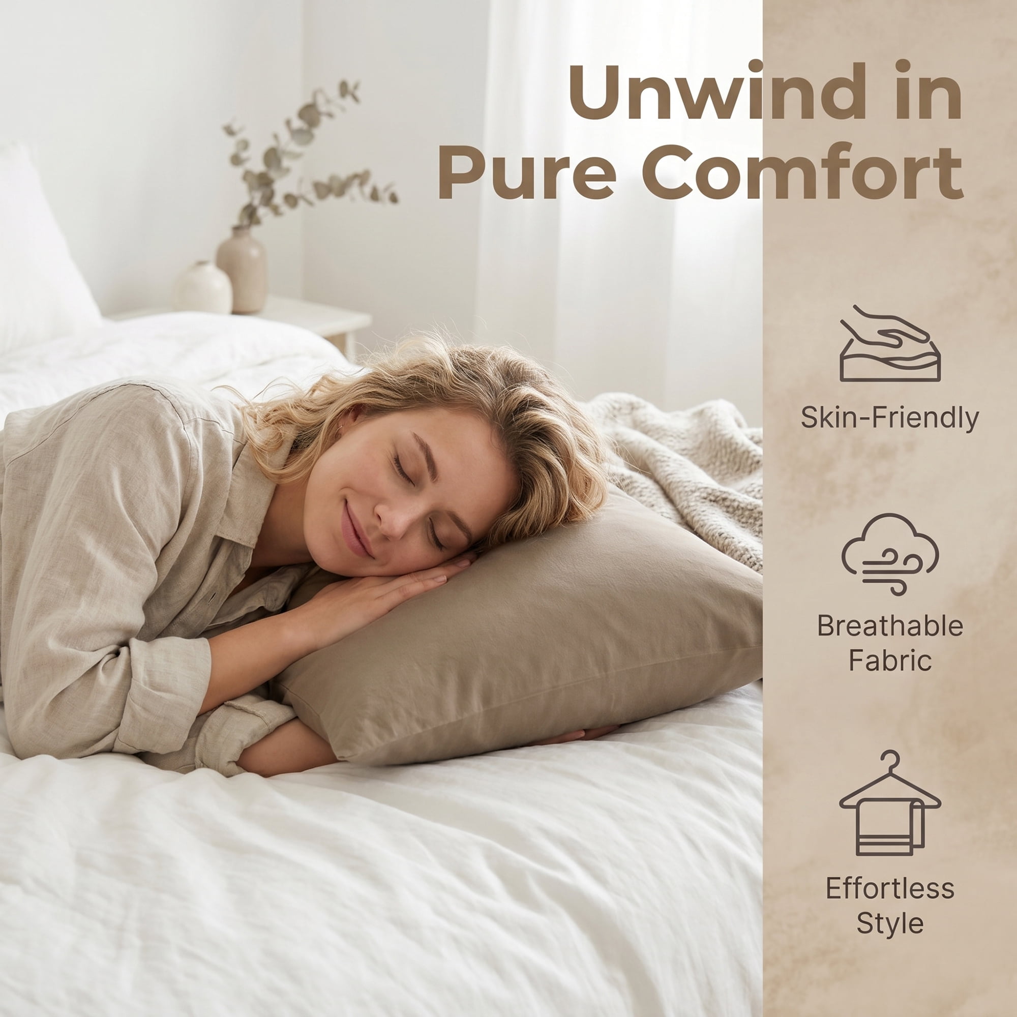 Unique Bargains Smooth and Cool Envelope-style Closure Durable Bedding Pillowcases Brown