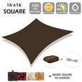 thumbnail image 2 of IC ICLOVER 16' x 16' Waterproof Sun Shade Sail Square Canopy Awning Shelter Polyester Fabric Cloth for Patio Yard Deck Pergola Outdoor Sun Sail Shade 98% UV Block Sunshade - Brown, 2 of 8