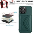 thumbnail image 5 of Allytech iPhone 13 Pro Max Wallet Case with Hand Wrist, PU Leather RFID Blocking Cards Slots Shockproof Stand Feature Bumper Magnetic Closure Slim Shell Phone Case for Apple iPhone 13 Pro Max, Green, 5 of 7