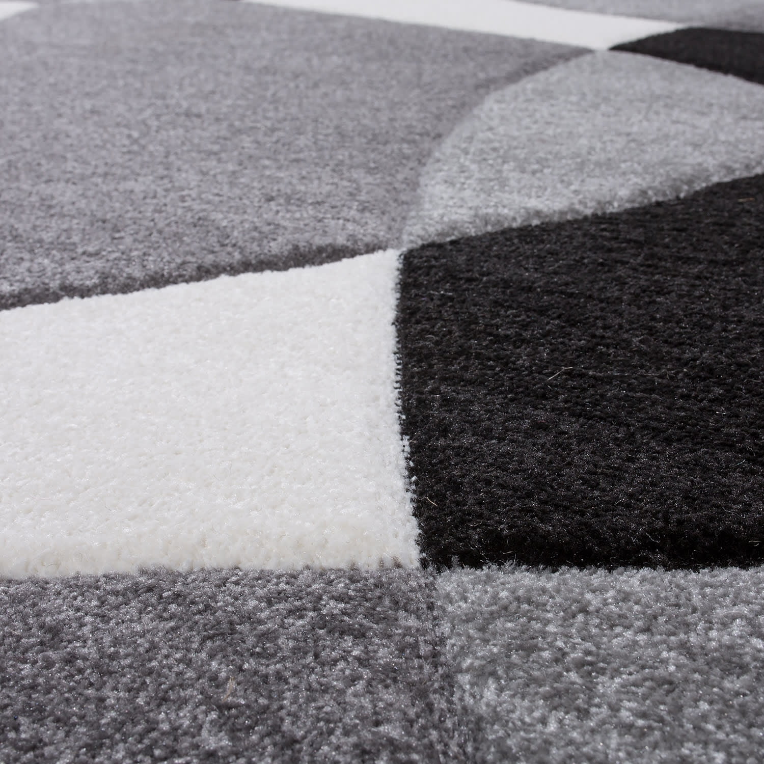 Paco Home Modern Living Room Rug with Artful Geometric Pattern in Grey Black White