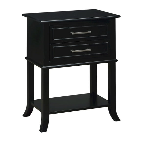 Convenience Concepts Sydney Two-Drawer End Table with Shelf in Black Wood Finish