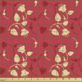 thumbnail image 2 of Ambesonne Floral Fabric by the Yard Upholstery, Spring Essential Wild Flora, 1 Yard, Dark Coral Vermilion, 2 of 5