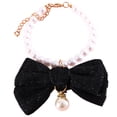 thumbnail image 1 of Elegante collar de perlas para mascotas, con lazo decorativo, delicado collar de cadena de perlas para mascotas, 1 of 6