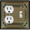thumbnail image 1 of Metal Light Switch Plate Cover Elegant Victorian Rhombus Black Brown Frame FRA055, 1 of 13