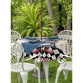 thumbnail image 3 of Outdoor Tablecloths with Umbrella Hole & Zipper, Vintage Gnomes Round Tablecloths 60 Inch, Black Red Checkered Retro Art Waterproof Table Cloth, Patio/Pool/Picnic Table Covers, 3 of 8