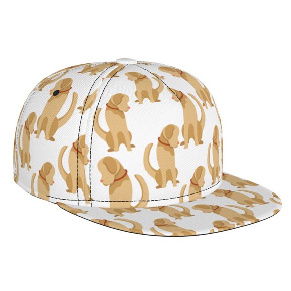 Flat Bill Trucker Hats for Women Men - Funny Labrador Retriever Dog Adjustable Flat Baseball Cap Snapback Hats Dad Hats for Men