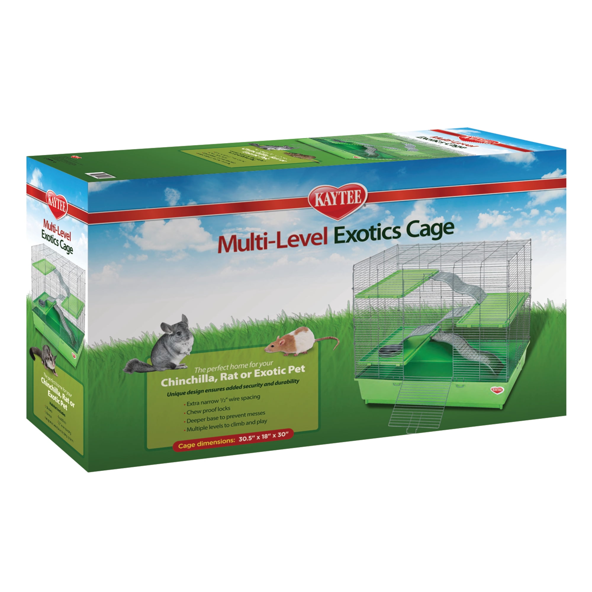 Kaytee Multi-Level Exotics Habitat for Pet Chinchillas, Rats, and Other Exotic Small Animals, 30x18 Inches