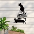 thumbnail image 3 of Patrón de libro de gatos, adorno de pared de metal negro, adorno de pared para interiores, decoración interesante, 3 of 8