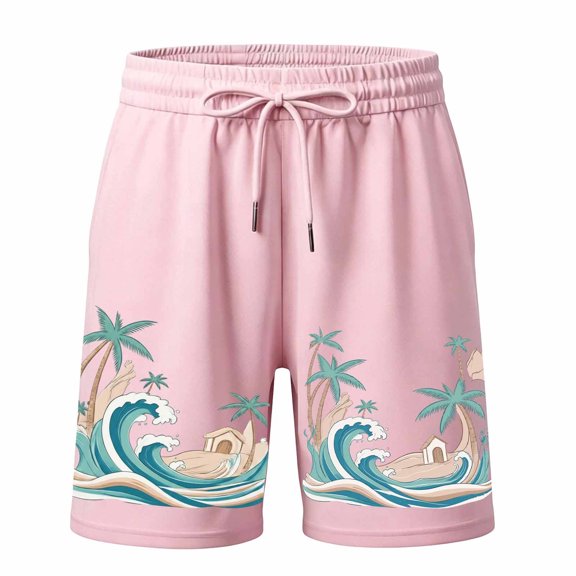 Bobifish Big Boys Beach Shorts Summer Seaside Beach Style Pattern Drawstring Holiday Shorts Children Boys Outdoor Shorts