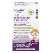 Equate Children's Electrolyte & Probiotic, Natural Grape Flavor, 7 Sachets