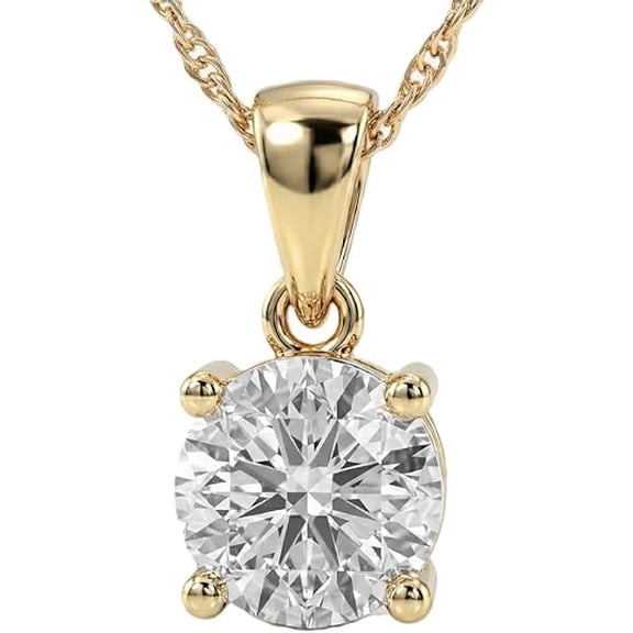 La Joya 1/6 Carat Lab Grown Diamond Necklace for Woman | Real Yellow Gold Plated Certified Sterling Silver Necklace | Ideal Gift for Women
