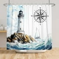thumbnail image 4 of MIZHONA Ocean Lighthouse Shower Curtain Nautical Coastal Beach Theme Fabric Bathroom Curtain 72x78 in, 4 of 4