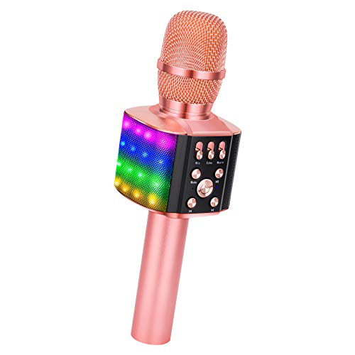 BONAOK Wireless Bluetooth Karaoke Microphone with controllable LED 