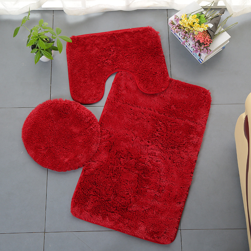 2pcs Microfiber Bathroom Rugs Set Shaggy Soft Bath Mat & UShaped