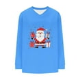 thumbnail image 5 of asdoklhq Womens Fall Tops Women's Fashionable and Casual Loose Christmas V-neck Long Sleeved T-shirt Top Blue S, 5 of 6