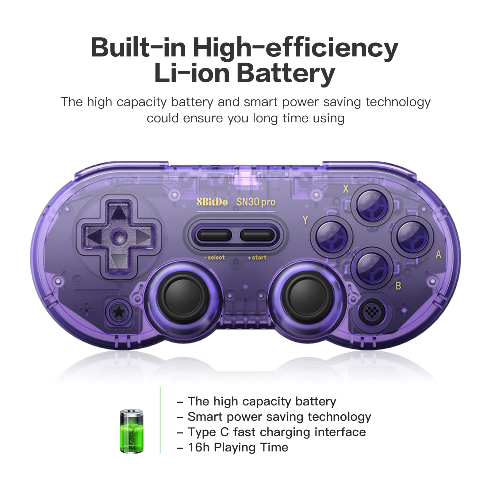 8Bitdo SN30 Pro Wireless Bluetooth Controller with Joysticks Rumble  Vibration, Gamepad for Switch/Switch OLED, PC, macOS, iOS, Android, Steam  Deck & Raspberry Pi - Crystal Purple 