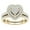 Gold, variant on Zircon 2-Piece Heart-Shaped Ring, Elegant Jewelry Bridal Elegant Wedding Ring,Silver&Gold&Rose Gold Ring Microinlaid Jewelry,Size 5-11