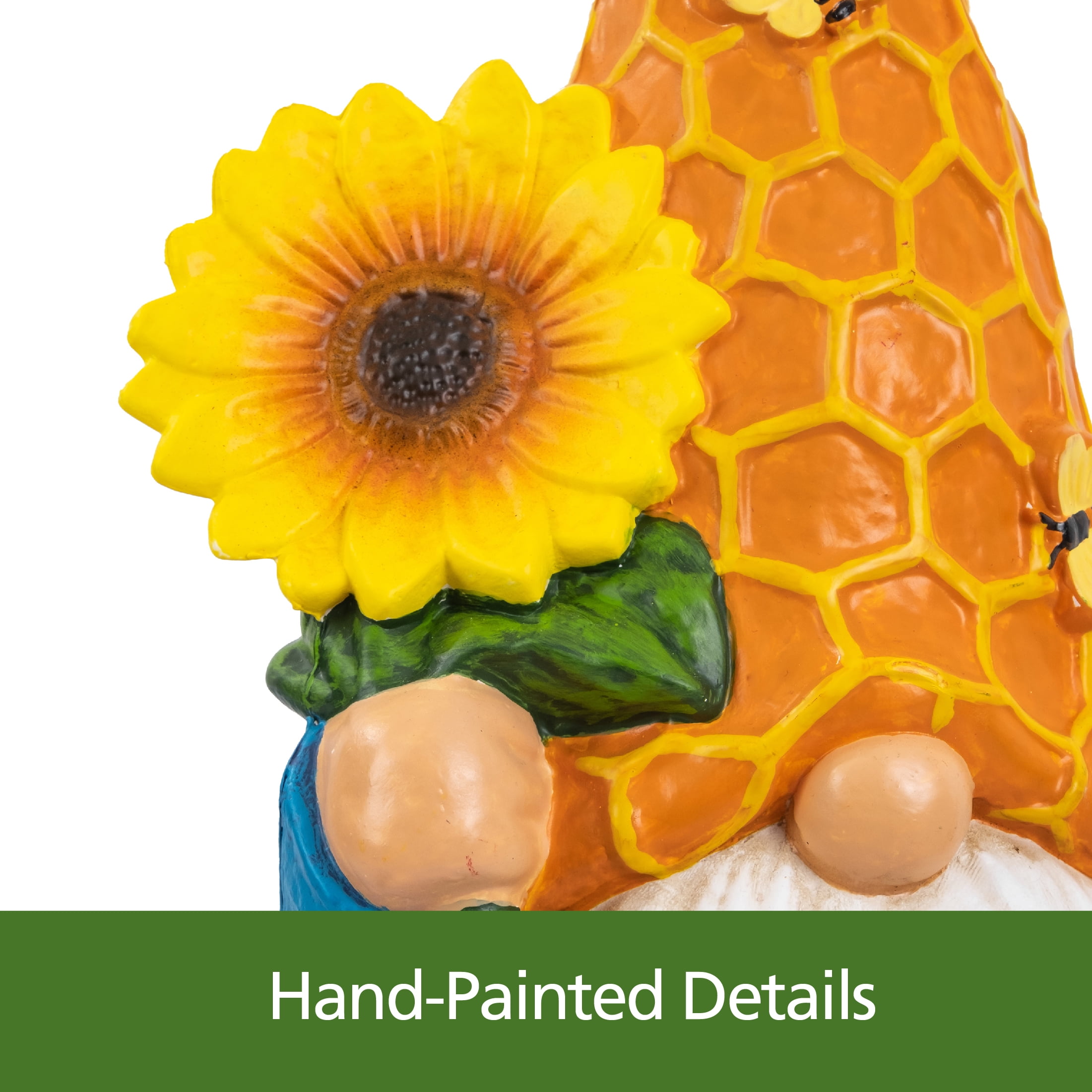 Mainstays Resin Outdoor Garden Gnome Statue with Sunflower Decoration