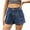 Dark Blue, variant on Uaswgudfs High-Waisted Jean Shorts for Women - Utility Pockets & Seam Detailing 3.5" Inseam Summer Style Black L